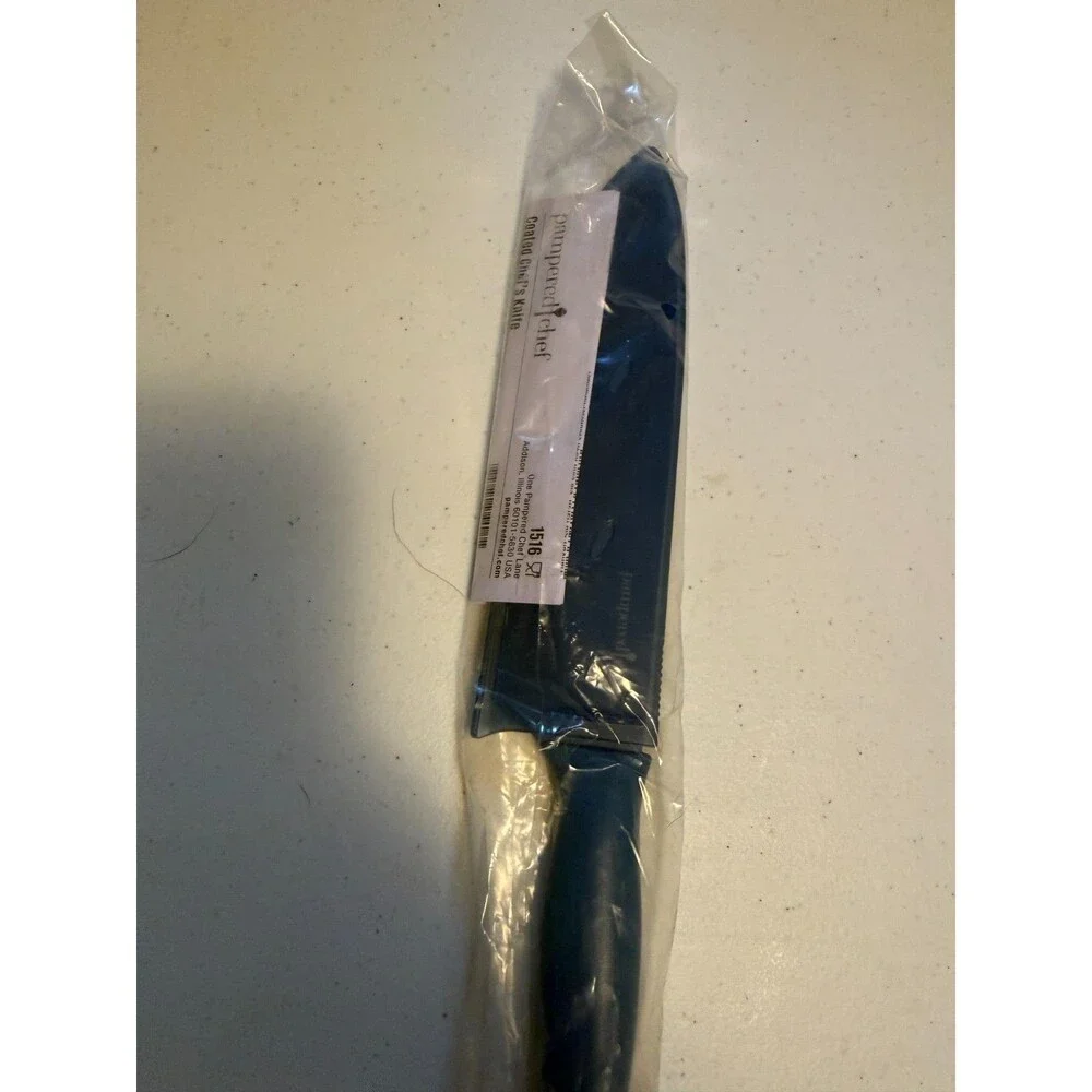 Pampered Chef Blue Coated Chef’s Knife with Sheath 7” 1516‎ NIP Retired